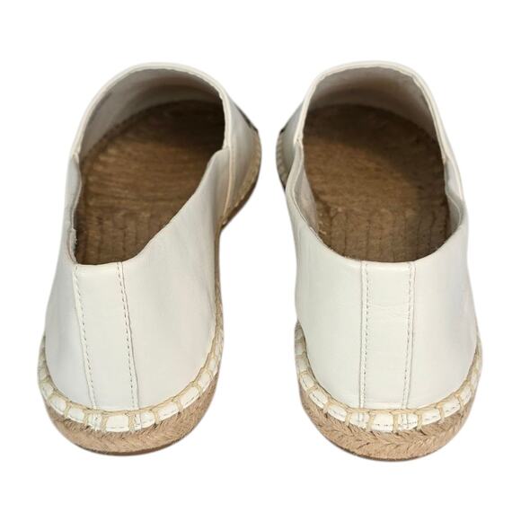 Tory Burch Black White Colorblock Espadrilles Flat Leather Upper Size 10.5 SEE - Picture 3 of 12